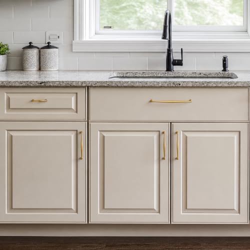 Ravinte Brushed Brass Cabinet Handles Solid Handles,3 Inch,10 Pack - color: Brushed Brass, size: 3 Inches Hole Center