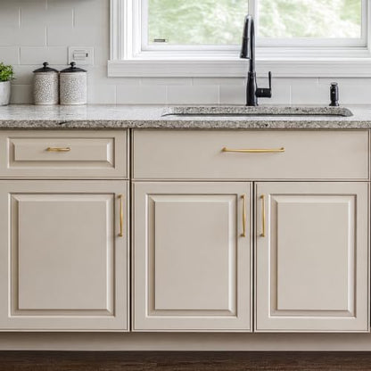 Ravinte Brushed Brass Cabinet Handles Solid Handles,3 Inch,10 Pack - color: Brushed Brass, size: 3 Inches Hole Center