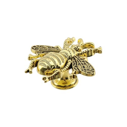 HEVSTIL 6Pk Antique Gold Bee Cabinet Knobs, Nature Theme Single Hole Pulls - color: Antique Gold, style: 6 Pack