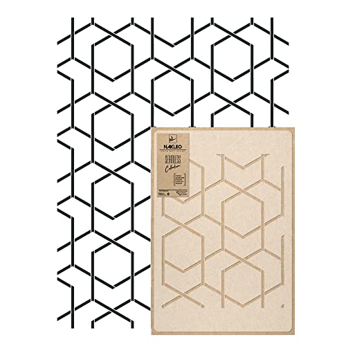 NAKLEO Wall Painting Stencil Large Size, 23,2”x37,4” Lines Cube Figure Reusable Plastic Template, Geometric Pattern Wallpaper, DIY Home Decor Craft Wood Floor Furniture - color: Lines