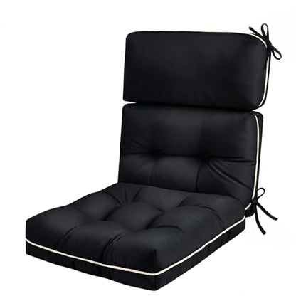 Patio Chair Cushions High Back 44"x22"x4" Thick (Black) - color: Black