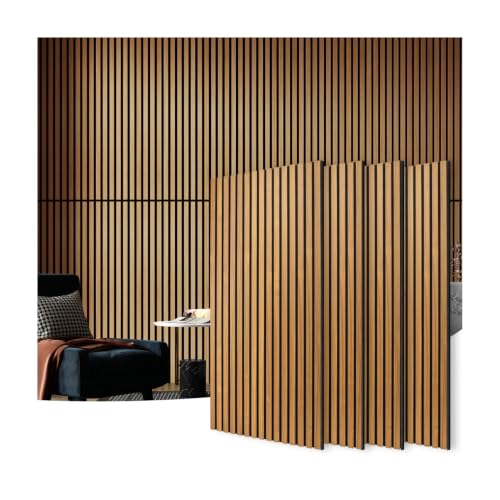 Art3d 4-Pack Fluted Acoustic Wood Slat Wall Panel, 47.2 x 23.6 Inch, Teak - color: Teak, size: 4pcs - 47.2＊23.6in.