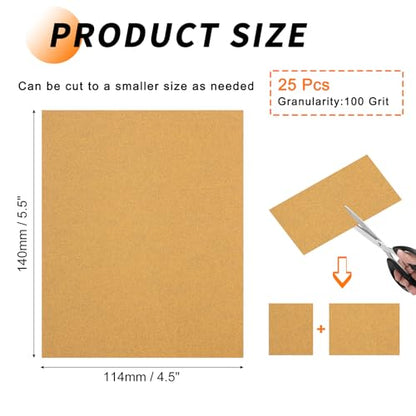 25 Pcs 100 Grit Sandpaper 4.5 x 5.5 Inch Sand Paper Alumina Gold - size: 4.5 x 5.5 Inch(100 Grit)