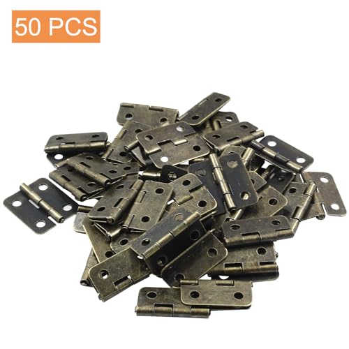 Piutouyar 50 Pcs Mini Bronze Hinges, Rectangle Small Hinges, 18x16mm - size: 18x16mm