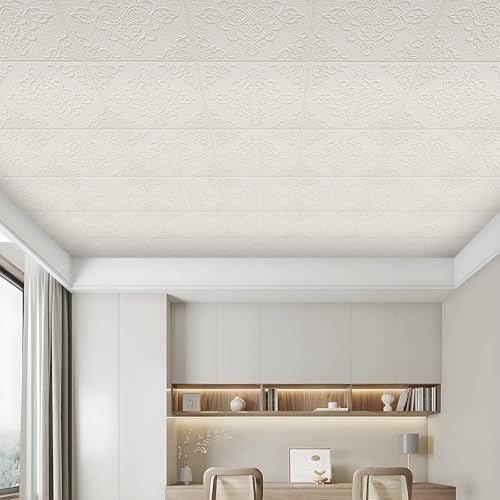 Peel and Stick Ceiling Tiles, Ceiling Tiles Foam 16 Pcs 3D Wall Panels - color: Symmetra, size: 16pcs