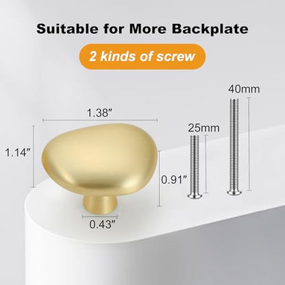 Malimali 10 Pack Brushed Brass Pebble Cabinet Knobs for Dresser Drawers - color: Brushed Brass