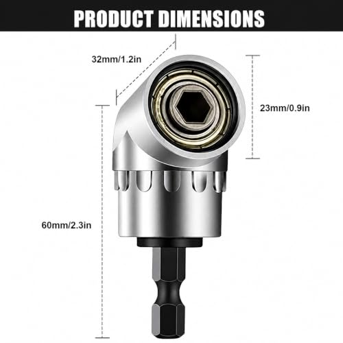 105 Degree Right Angle Drill Adapter, Hex Shank Angle Drill Attachment, Power Screwdriver Corner Driver Tool, Quick Change Drill Bit Extension for Tight Narrow Space Repair Use