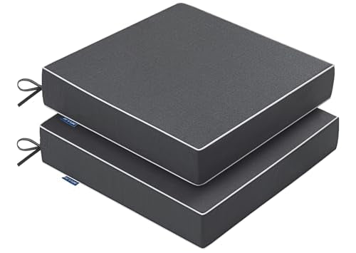 MIULEE Grey Outdoor Chair Cushions 2 Pack, 19x19x3 Inch Waterproof Cushions - color: Grey, size: 19 x 19 x 3 Inch