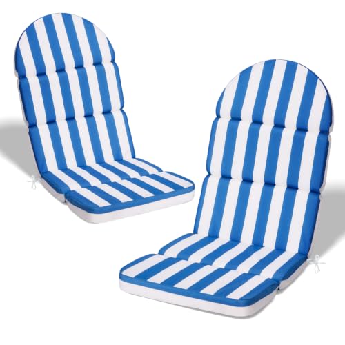 Adirondack Chair Cushion, 50x20 in Outdoor Rocking Seat Pad, 2 Pack - color: Sky Blue White Stripe, size: 2 pack