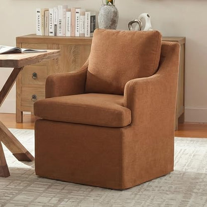 VKNOW Upholstered Dining Chairs, Dining Room Chairs with Casters - color: Orange, size: 1