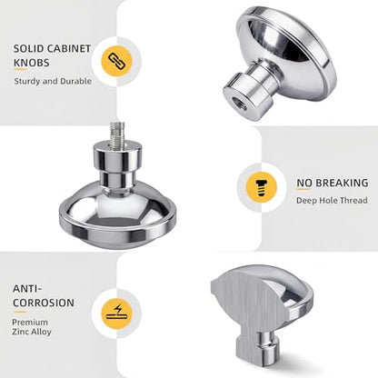 Goldenwarm Polished Chrome Cabinet Knobs, Round Drawer Handles 1-1/4 Inch 10 Pack | Rustproof Single Hole Cabinet Hardware, Solid Zinc Alloy, Screws Included for Cupboard Closet Furniture Upgrade - color: Polished Chrome, size: Knob(1-1/4 In)