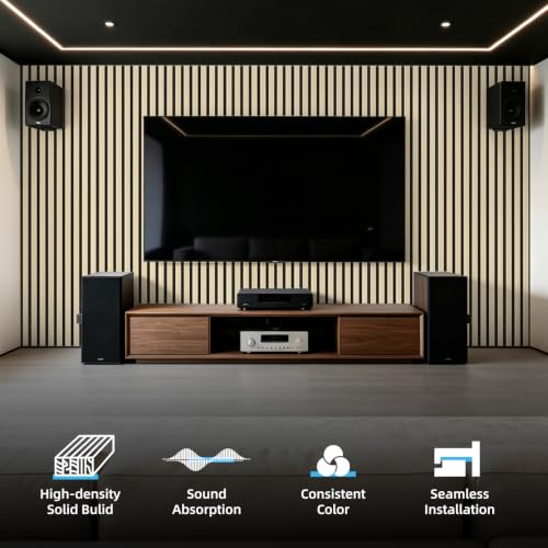 Art3d 94 x 12.6 Inch Acoustic Lightweight Slat Wall Panel, 6-Piece, Ashtree - color: Ashtree, size: 94 x 12.6 Inch