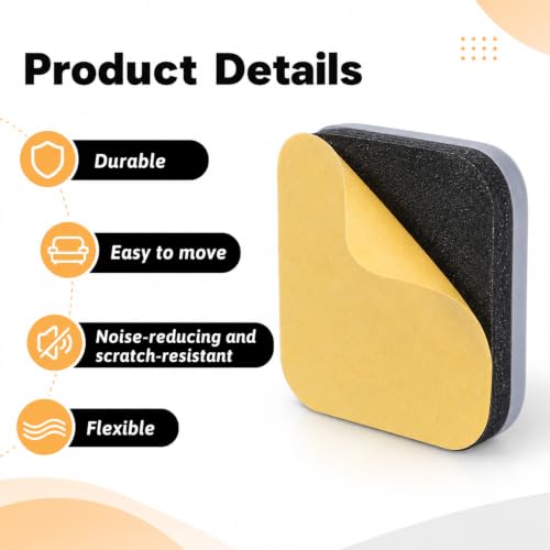 16pcs Square Stick Furniture Glides, Furniture Sliders Self Stick 20 * 20mm
