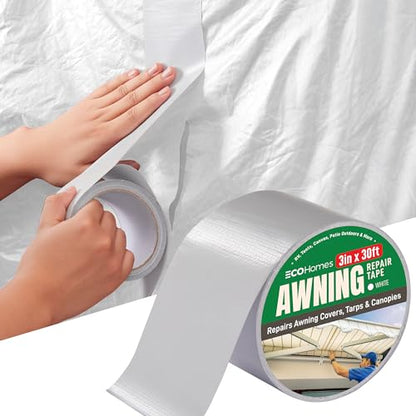 ECOHomes Awning, Tent & Canvas Repair Tape (White, 3 Inch x 30 Feet) - color: White, size: 3 Inch By 30 FT