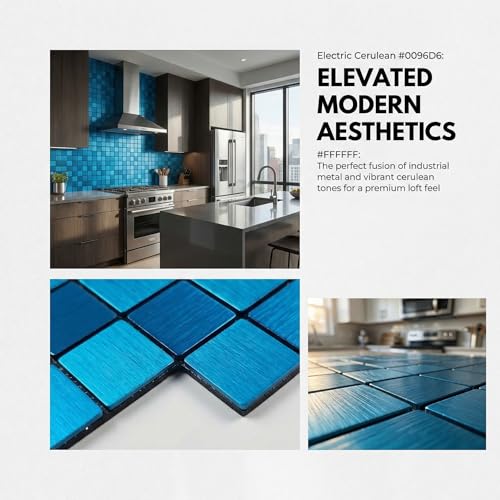 10pcs Waterproof Mosaic Wall Stickers, Blue - color: Blue
