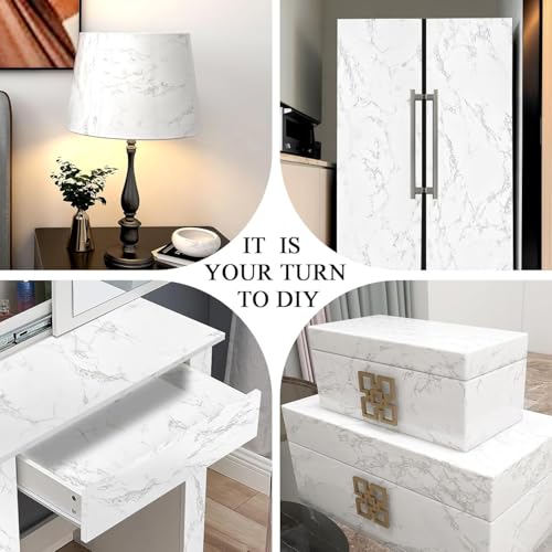 Marble Contact Paper White Peel and Stick Wallpaper for Kitchen Countertop - color: Gray/White, size: 15.7" x 118.1"
