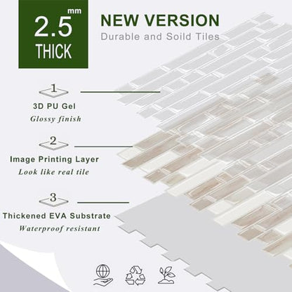 STICKGOO Thicker Peel and Stick Backsplash Tile for Kitchen and Bathroom - color: Eurasian Mocha Stone