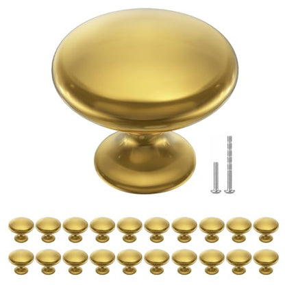 POZEAN Cabinet Knobs Brushed Nickel 20 Pack Cabinet Handles Drawer Knobs Solid Knobs Brass with Screws for Dresser Drawer Cabinet Cupboard - Modern Kitchen, Bedroom and Bathroom Hardware,Brass - color: Brass, size: 20 Pack