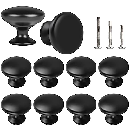 Matte Black Cabinet Knobs Black Mushroom Knobs 10 Pack - color: Matt Black, size: 10