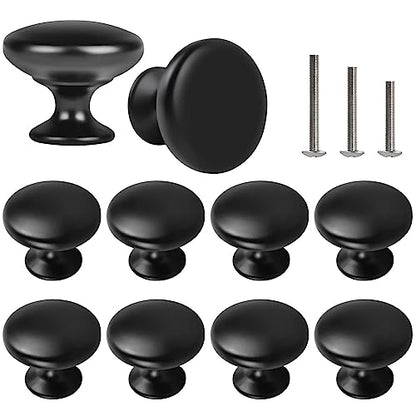 Matte Black Cabinet Knobs Black Mushroom Knobs 10 Pack - color: Matt Black, size: 10