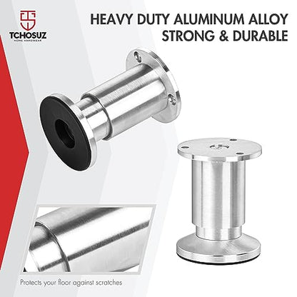 4 Inch Aluminum Alloy Adjustable Furniture Legs Heavy Duty Set of 4 - color: Aluminum Alloy-silver, size: 4 inches