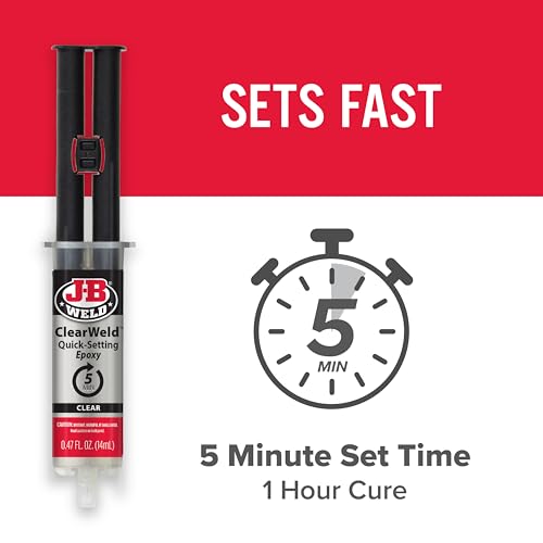 J-B Weld ClearWeld 5 Minute Epoxy, Clear, 14ml w/Static Mixer, (50114H)