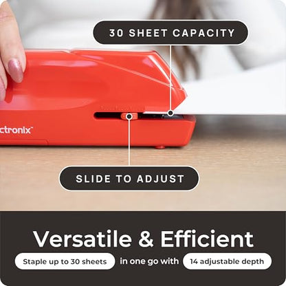Red Electric Stapler Pro - Automatic Stapler for Desk or Office Use - color: Red