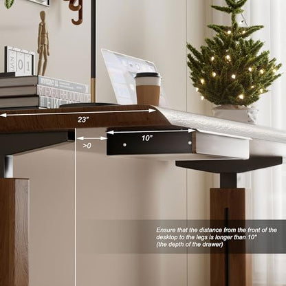 Under Desk Drawer, Solid Walnut Wood Panel – Sturdy Ball Bearing Slides, Easy Under-Desk Mount, Integrated Handle, Desktop Organizer for Office & Home Workstation - color: Walnut
