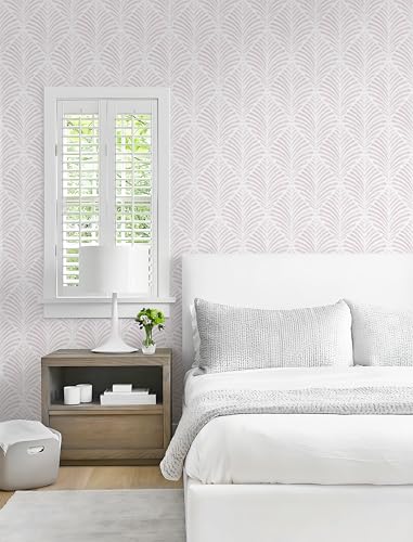 Safiyya Peel and Stick Wallpaper Boho Contact Paper 17.3"x196" Pink Geometric Modern Wall Paper Self Adhesive Removable Wallpaper for Bedroom Vinyl Rolls - color: Pink and White, size: 17.3" × 196"