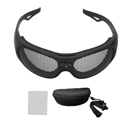 Wire Mesh Safety Glasses, Uv400 Solid Safety Goggles Breathable Shock Resistant Iron Mesh Patterned Wind Sand Impact Resistant Glasses Goggles for Military Cs Outdoor Game Fans Activity
