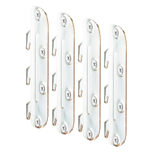 POWERTEC 71425 Surface Mounted Rail Brackets, Frame Fasteners Hardware With Mounting Screws, Hooks for Wood Bed Frame, Set of 4, Silver (Pack of 4) - size: Set of 4 (Pack of 4)