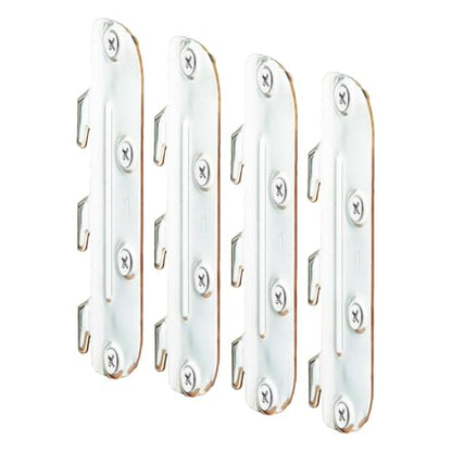 POWERTEC 71425 Surface Mounted Rail Brackets, Frame Fasteners Hardware With Mounting Screws, Hooks for Wood Bed Frame, Set of 4, Silver (Pack of 4) - size: Set of 4 (Pack of 4)