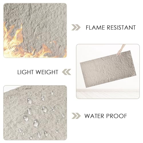 Faux Stone Wall Panels, 5-Pack 3D PU Cement-Texture Panels, Cement - color: Cement Gray