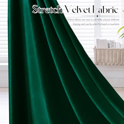 1 Yard Stretch Velvet Fabric, Hunter Green, 60 Inch Wide - color: Hunter Green, size: 1Yard