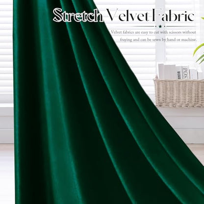 1 Yard Stretch Velvet Fabric, Hunter Green, 60 Inch Wide - color: Hunter Green, size: 1Yard