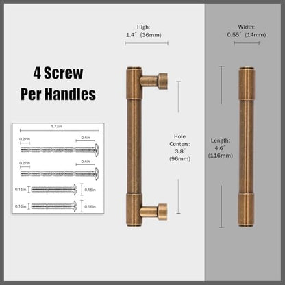 10 Pack Antique Brass Cabinet Pulls 3.75 Inch(96mm) Kitchen Cabinet Handles Cabinet Hardware for Drawer Pulls - color: Antique Brass, size: 3.75" Hole Center