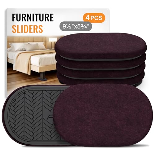 Furniture Sliders for Hardwood Floors Felt Heavy-Duty Furniture Movers - color: Black 4pcs