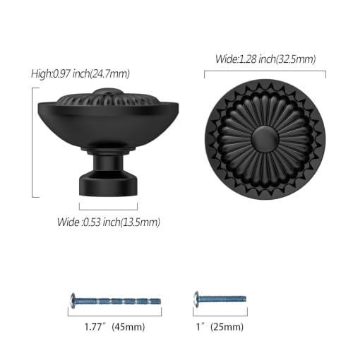 10 Pack Matte Black Cabinet Knobs, Kitchen Knobs - color: Matte Black, size: knob