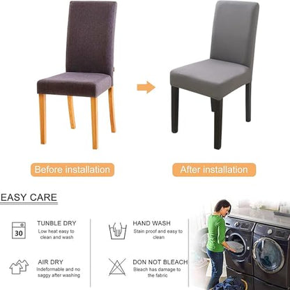 Stretch Chair Covers Slipcovers Set of 4 Light Grey Stretchable Dining Chair Slipcover Washable Removable for Kitchen,Hotel,Restaurant - color: Light Grey, size: 4