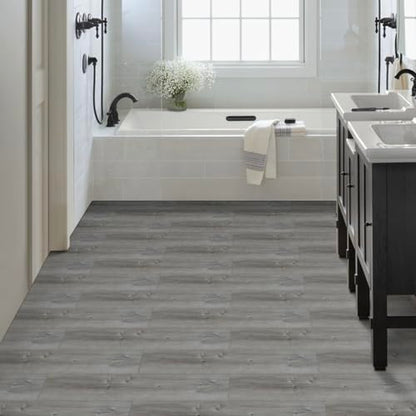 Peel and Stick Floor Tile, 10-Pack 15 Sq.Ft, Natural Grey Wood Grain Look - color: Gray, size: 10 PCS