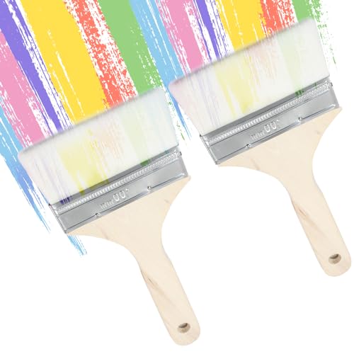 4 Inch Wide Wool Paint Brushes, Set of 2 for DIY and Furniture - size: 4 Inch