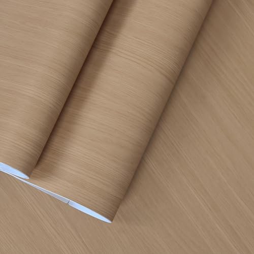 48''x354'' Light Brown Wood Contact Paper Peel and Stick Wallpeper Self Adhesive Wood Grain Contact Paper for Furniture Countertop Bubble Free Design Thick Removable Waterproof Top Vinyl Wrap - color: Light Brown, size: 48" x 354"