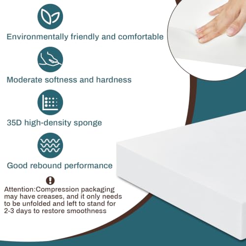 Frienda 1 Pack 4" x 25" x 25" Upholstery High Density Craft Foam, White - size: 4" X 25" X 25"