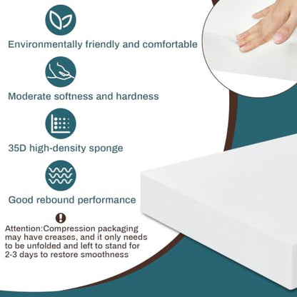 Frienda 1 Pack 4" x 25" x 25" Upholstery High Density Craft Foam, White - size: 4" X 25" X 25"