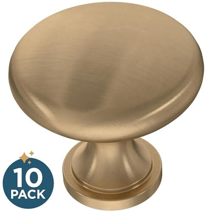 Franklin Brass (10-Pack) – Champagne Bronze Cabinet Knobs for Dressers, Drawers, Kitchen Cabinet Door, Vanity, Furniture, Closet Knobs, 1-3/16 Inch Round | Mushroom - color: Champagne Bronze