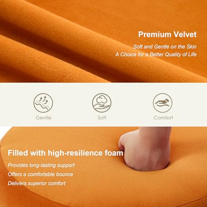 Compact Round Ottoman, Orange - color: Orange
