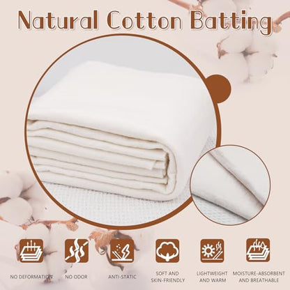 Cotton Quilting Batting Natural Quilt Batting 79 x 91 Inch 200gsm - size: 79"×91"