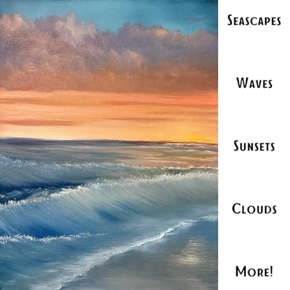 10 Piece Landscape Brush Set, for Wet on Wet Painting: 2 Inch, 1 Inch, 1 Inch Oval, 4 & 6 Fan, Filbert, 2 Palette Knives, Liner, Mop Blender - Adam Lashley