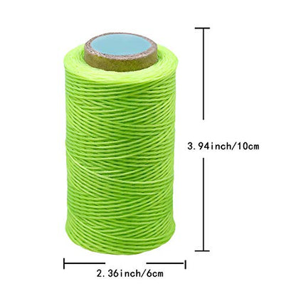 284Yards Leather Sewing Waxed Thread, 0.8mm Waxed Thread for Bookbinding - color: Lime Green