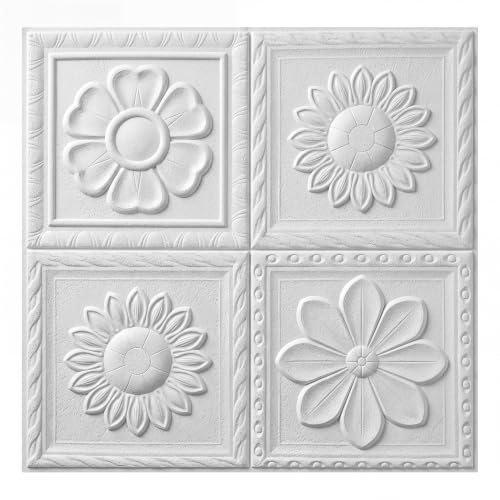 Nuanchu 20 Pcs 13.8 x 13.8 Inch Ceiling Tiles Peel and Stick, Fresh - color: Fresh, size: 13.8 x 13.8 Inch